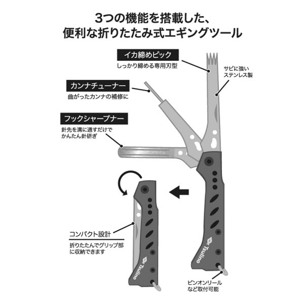 活き締めブレードプラス【エギングにおすすめな3徳ツール/イカ〆ツール・カンナチューナー・フックシャープナー・】